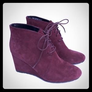 Burgundy Suede Clarks Wedges